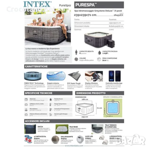 Надуваемо джакузи Intex PureSpa Greystone Bubble Deluxe, 6 места, 239 х 71 см, 170 въздушни струи, т, снимка 9 - Басейни и аксесоари - 50083811