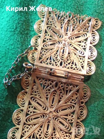 ЧАСТ от ВЪЗРОЖДЕНСКА ФИЛИГРАННА ПОЗЛАТЕНА БРОНЗОВА ГРИВНА с ЩИФТ и ЦИРКОНИ 7111, снимка 3 - Антикварни и старинни предмети - 29564162