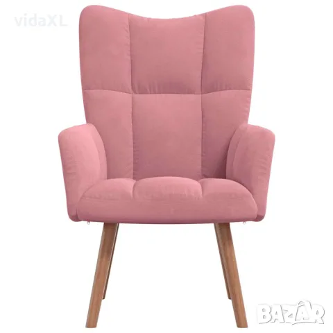 vidaXL Релакс стол, розов, кадифе, снимка 3 - Дивани и мека мебел - 56146847