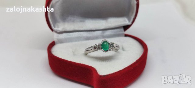 Златен пръстен с Изумруд и брилянти-4,0гр/18кр, снимка 5 - Пръстени - 39791331