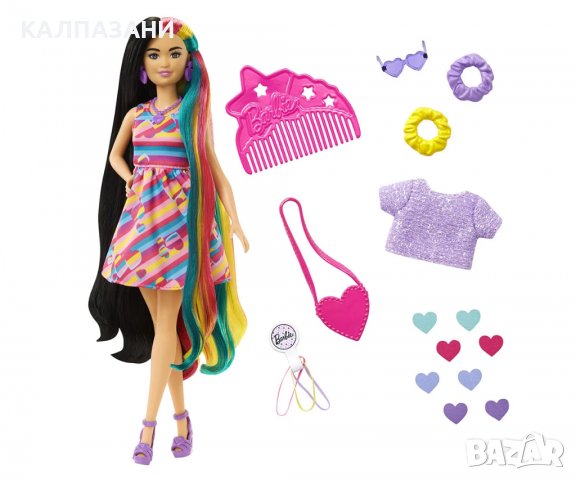  Кукла Barbie - Комплект кукла с дълга коса игрален и сърца HCM90, снимка 2 - Кукли - 39002942