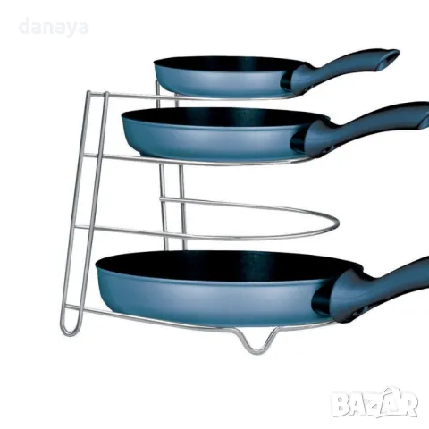 1249 Метална стойка за тигани и тави органайзер за кухненски шкаф 4 нива, снимка 4 - Органайзери - 48053214