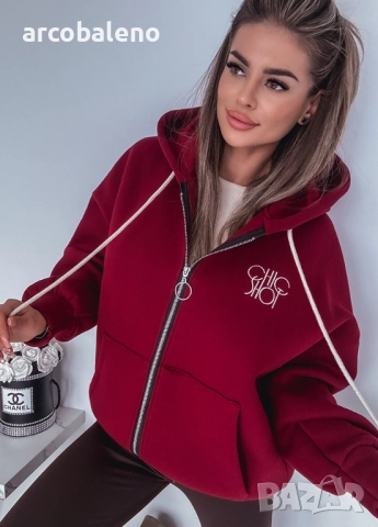 Дамски суичър с цип и надпис, 2цвята , снимка 5 - Суичъри - 52672385