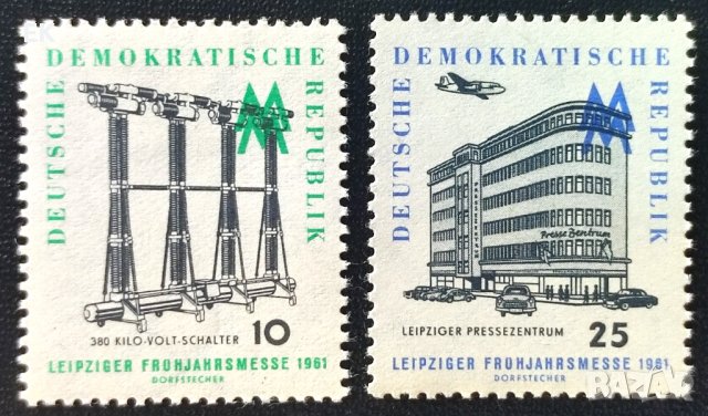 ГДР, 1961 г. - пълна серия чисти марки, панаир, 3*15, снимка 1 - Филателия - 41839571