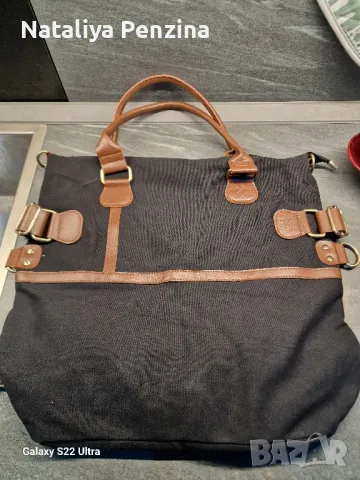 Голяма тежка платнена чанта с цип, снимка 3 - Чанти - 48880486