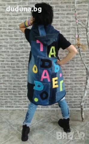 Чаровен дамски дънков елек с букви див елегантен модел!, снимка 2 - Якета - 34982296