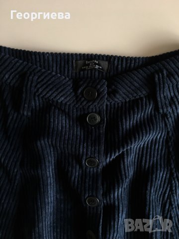 Тъмно синя пола с копчета Bershka, снимка 5 - Поли - 39594814