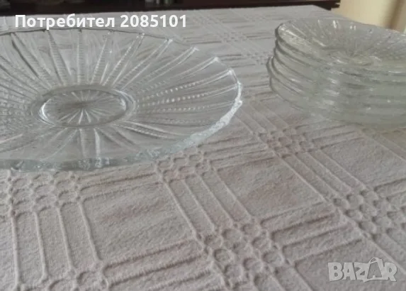 Стъклен сервиз за торта, снимка 2 - Сервизи - 55826065