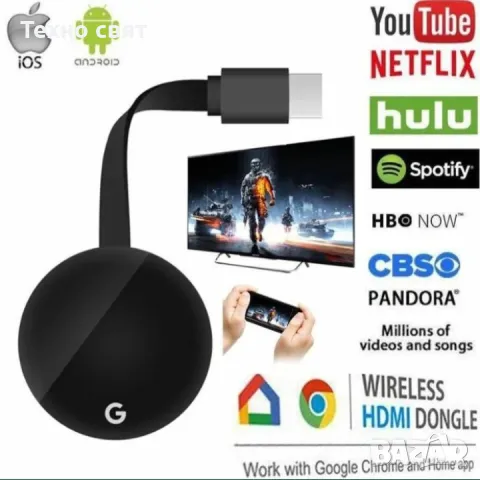 Мултимедиен плеър Google Chromecast за телевизор HDMI SmartTV TvBox