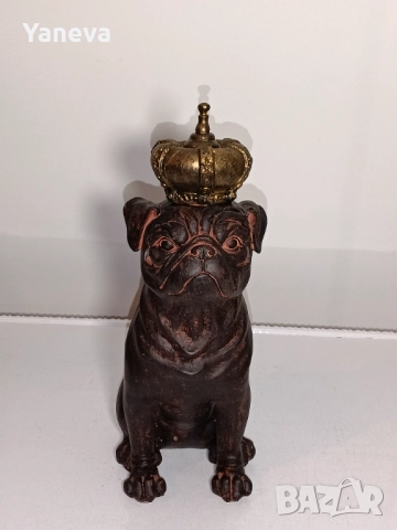 Мопс с корона , декоративна фигура , която внася стил и кралско присъствие във всеки дом! , снимка 4 - Статуетки - 51967986
