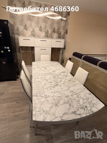 Трапезна маса с 6 стола, снимка 3 - Маси - 53738632