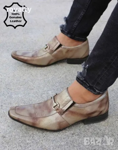 Мъжки обувки - сива ЕСТЕСТВЕНА кожа