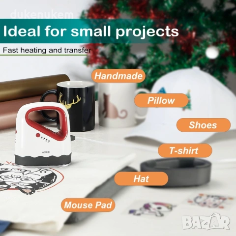 Мини термопреса за тениски, шапки и HTV винил, снимка 3 - Други инструменти - 53254587