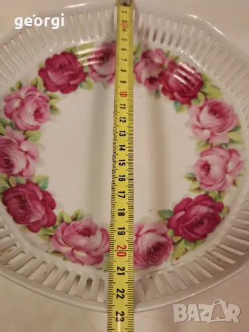ажурна порцеланова чиния с рози  24/4, снимка 5 - Чинии - 49525120