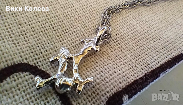 Колие с два делфина и кристал, снимка 3 - Колиета, медальони, синджири - 51873208