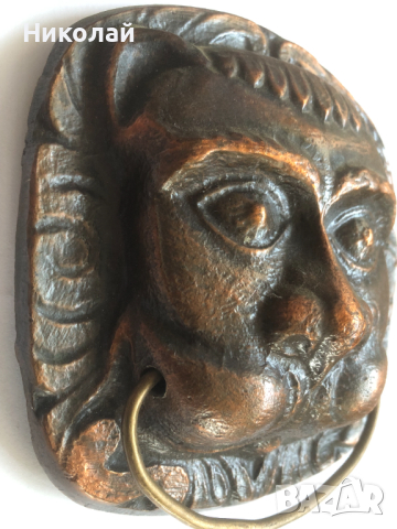  Чукче / чукало / хлопка за врата, хлопало, старо, ръчна изработка, бронзово масивно,пазител на дома, снимка 8 - Декорация за дома - 44797140