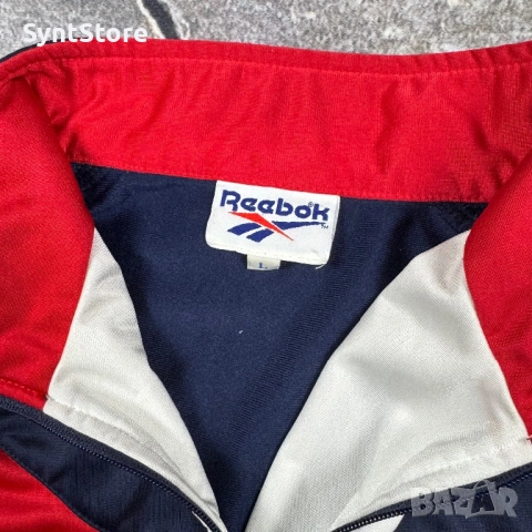 Винтидж спортно горнище Reebok - Тъмносиньо / Червено / Бяло - Размер L, снимка 4 - Спортни дрехи, екипи - 53576573