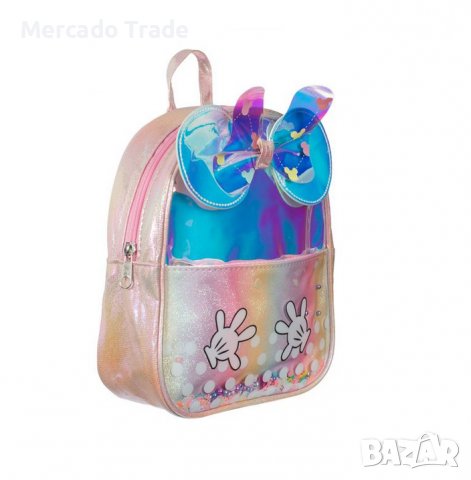 Раница Mercado Trade, Детска, Холограмна панделка, Блестящи мъниста, Розов, снимка 2 - Кенгура и ранички - 39953230