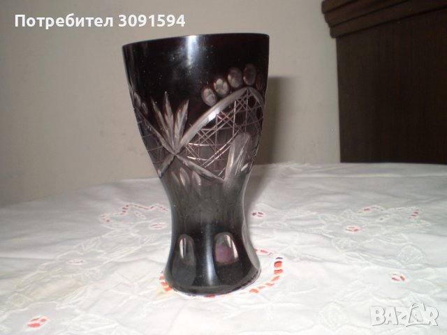 Рязан кристал Винтидж-  Ваза Рубинено червен 