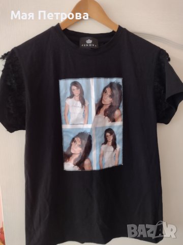 Черна тениска с дантела на Junona , снимка 1