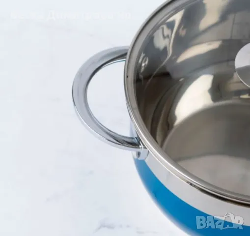 Комплект тенджери Bohmann от 8 части от висококачествена неръждаема стомана в елегантен син дизайн, снимка 4 - Съдове за готвене - 50379681