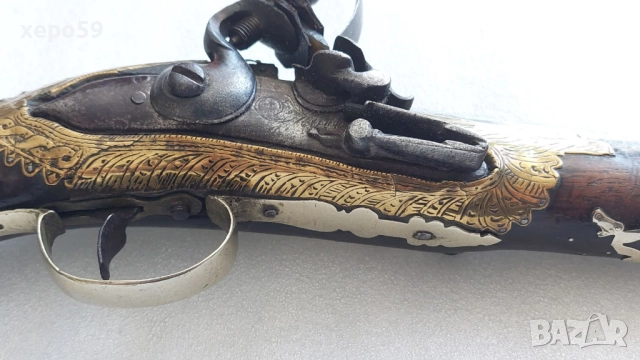Стар кремъчен пищов със сребърни апликации,работещ ,револвер, ятаган,сабя,щик, снимка 6 - Антикварни и старинни предмети - 52217517