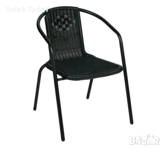 Стол градински, черен с ратанов мотив, до 120кг, 57x63x73cm