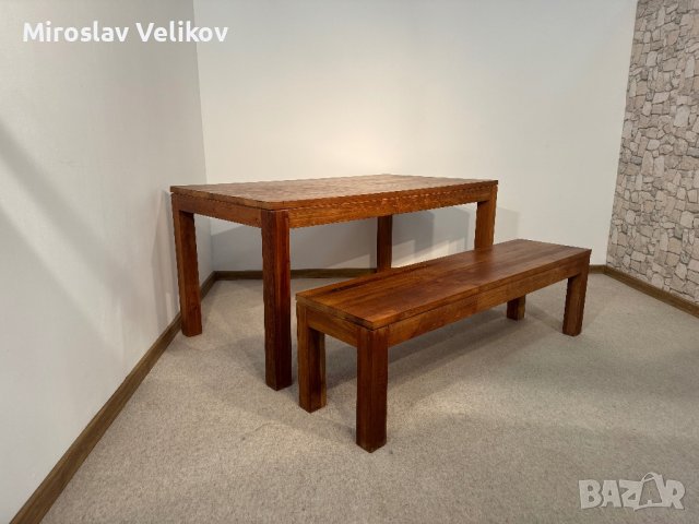 Масивна дървена маса с пейка сет , снимка 8 - Маси - 44246979