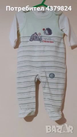 Нови немски комплекти гащеризон и блуза за бебешки  р.62 и р.68, с этикет