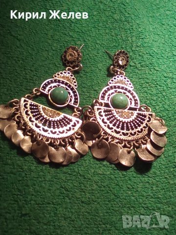 ТЮРКОАЗЕНИ ПОСРЕБРЕНИ ЕТНОГРАФСКИ ОБЕЦИ ТИП ТРЕПКА МНОГО КРАСИВА ТРАДИЦИОННА ИЗРАБОТКА 31624, снимка 2 - Антикварни и старинни предмети - 38067099