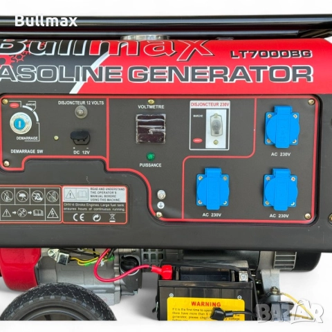  Бензинов генератор за ток Bullmax 7KW, Монофазен, Ел Старт, 420сс, Преносим назад, снимка 6 - Генератори - 52569752