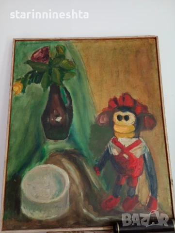 стара картина масло платно старинна картина , снимка 2 - Антикварни и старинни предмети - 51075225