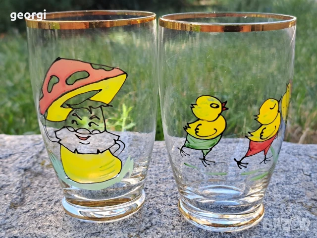 стари стъклени детски чаши със златен кант , снимка 5 - Други ценни предмети - 51306543