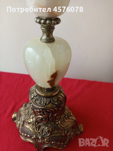 красив свещник оникс и бронз, снимка 3 - Антикварни и старинни предмети - 53691174