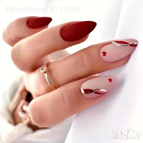 Самозалепващи изкуствени нокти Press On Nails, снимка 6 - Продукти за маникюр - 48223973