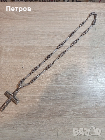 Сребърен синджир със кръст, снимка 5 - Колиета, медальони, синджири - 51732937