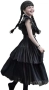 Нов костюм Черна рокля с перука и аксесоари за момичета Addams Хелоуин, снимка 4