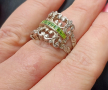 Винтидж / Стар семеен сребърен пръстен със зелен емайл / проба 925 , снимка 1