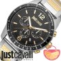 JUST CAVALLI 🍊 Мъжки часовник с хронограф SILVER "BLACK & GOLD" нов с кутия и 2г. гаранция