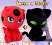 Комплект Плюшени играчки Tikki и Plagg Калинката и Черния котарак, снимка 1