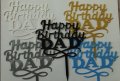 5 цвята Happy Birthday DAD пластмасов топер украса за торта рожден ден татко, снимка 1 - Други - 40336886