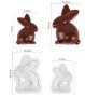 3D Малко голямо зайче заек Поликарбонатна отливка форма калъп молд шоколад Шоколадова черупка торта, снимка 2