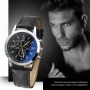 Елегантен мъжки кварцов часовник с кожена каишка , снимка 3