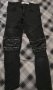 Мъжко дънки в черен цвят с кожа и ципове , снимка 1 - Дънки - 40026149