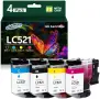 Нови LC521 мастилници 4 цвята за Brother DCP-J1260W J1310DW J1360DW принтер тонер мастило печат, снимка 1