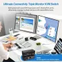 8K@60Hz KVM Switch 3 монитора - 2 компютъра, HDMI+2хDisplayport, 4хUSB 3.0, снимка 5