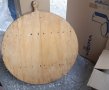 Дървена дъска за месене на хляб, голям дървен кръг фурнаджийска лопата кухня фурна тесто механа пица, снимка 7