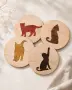 Дървени подложки за чаши с котки - комплект 4 бр., снимка 3