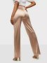 УНИКАЛЕН сатениран панталон с широк прав крачол в перлен светлобежов цвят, снимка 2