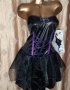  Резервирани Party 44-46 Черна рокля с кожен змийски принт , снимка 1 - Рокли - 35848568
